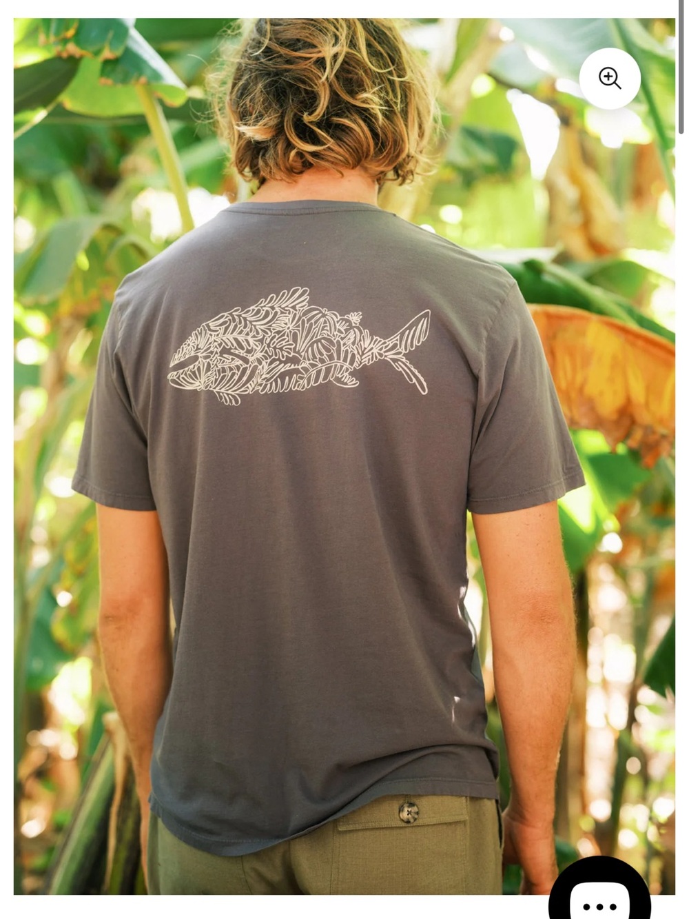 Mollusk Men's Gray Blue Banana Fish Organic Graphic Tee - Small